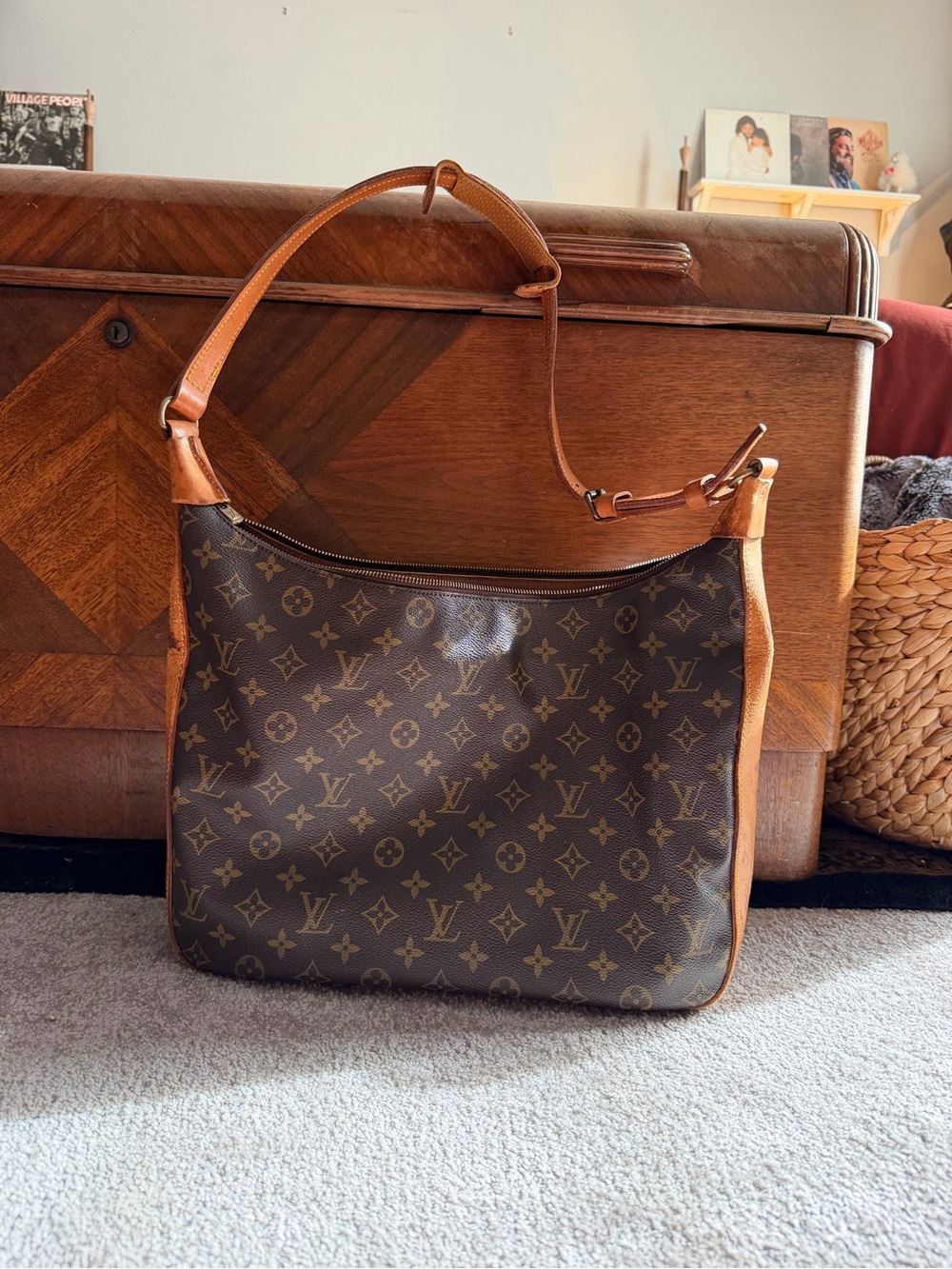 Louis Vuitton Monogram Canvas Shoulder Hobo with Tan Trim